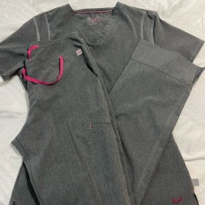 Small Smitten Heather Grey Scrub Set